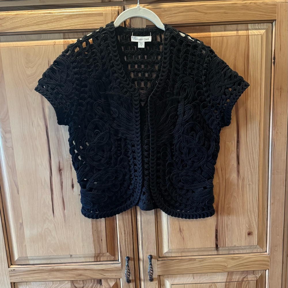 Coldwater Creek Black Crochet Cardigan